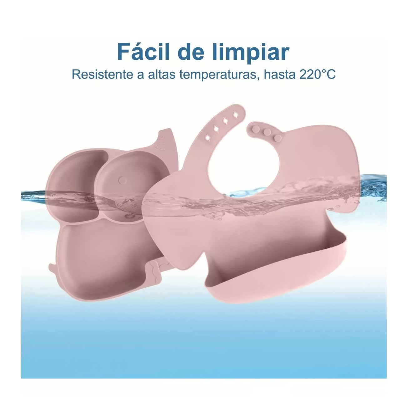 Foto 5 pulgar | Juego de Alimentación de Silicón Antideslizante para Bebé Lab.G Rosa