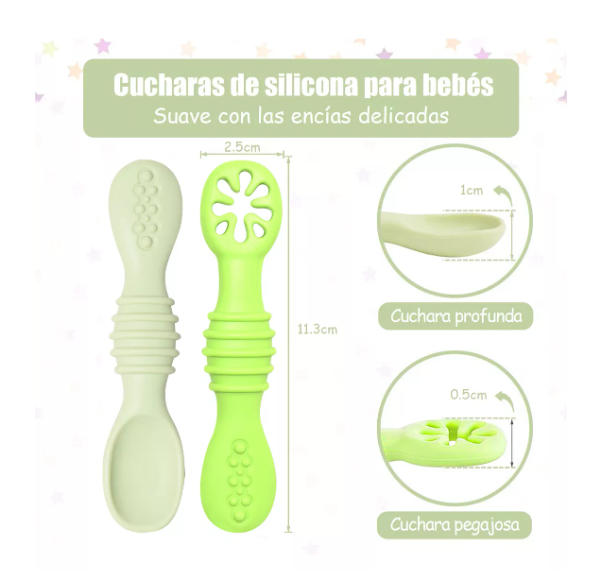 Foto 3 pulgar | Juego de Cucharas de Silicona Wünd para Bebés de 6 Piezas Etapa 1 y 2