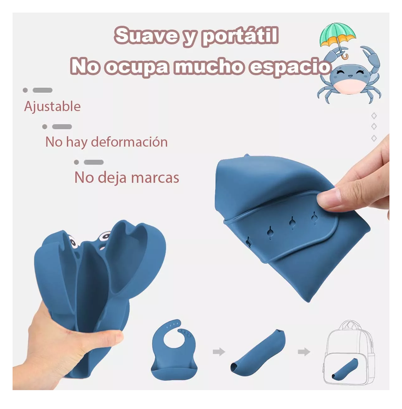 Foto 4 pulgar | Juego De Cubiertos Alimentación Platos De Silicona Para Bebé Azul Claro