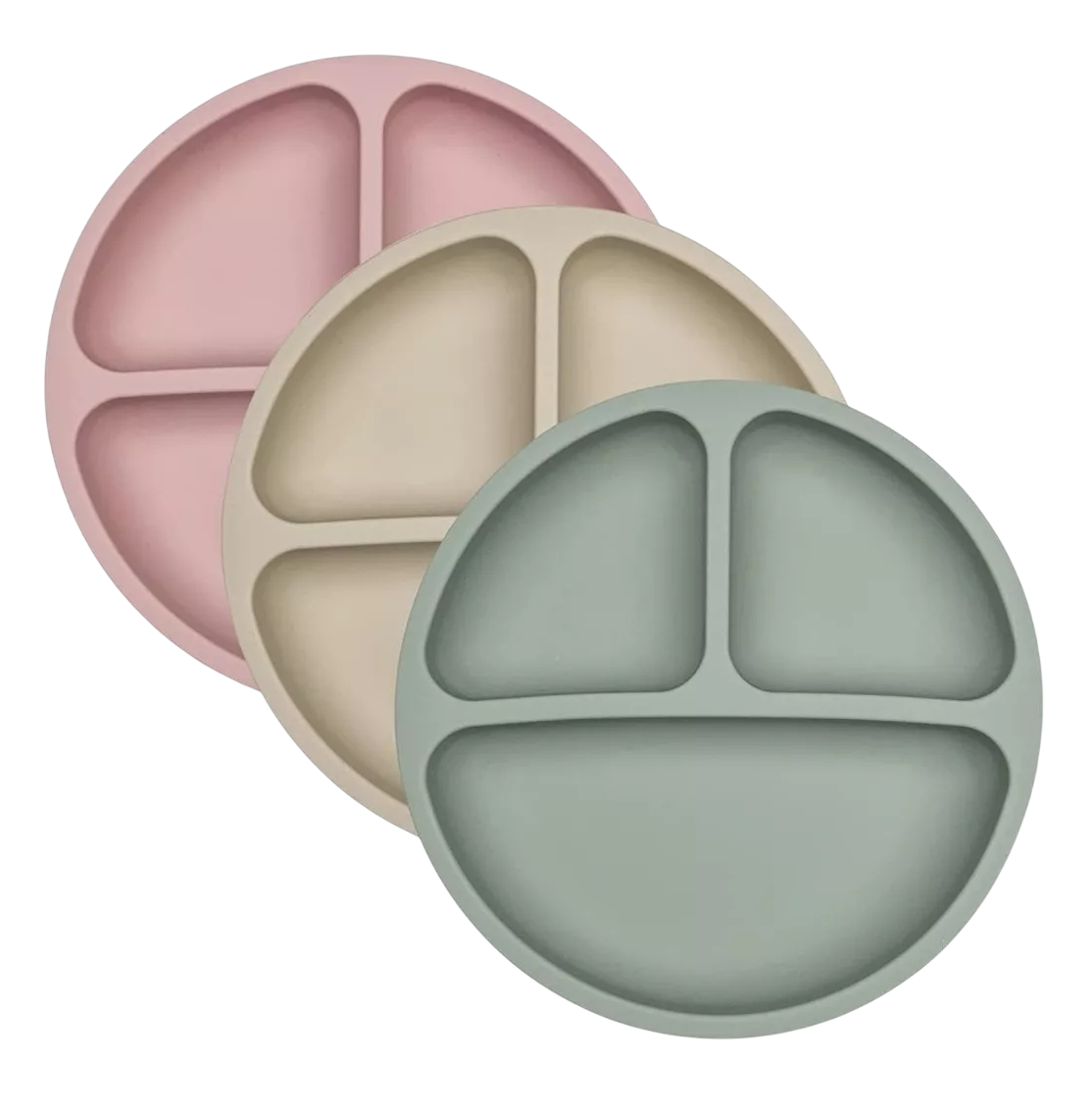 Foto 1 | Juego De 3 Platos De Silicona Para Niños Con Ventosa U Chef Color Beige/verde/rosa