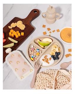 Foto 2 | Juego De 3 Platos De Silicona Para Niños Con Ventosa U Chef Color Beige/verde/rosa