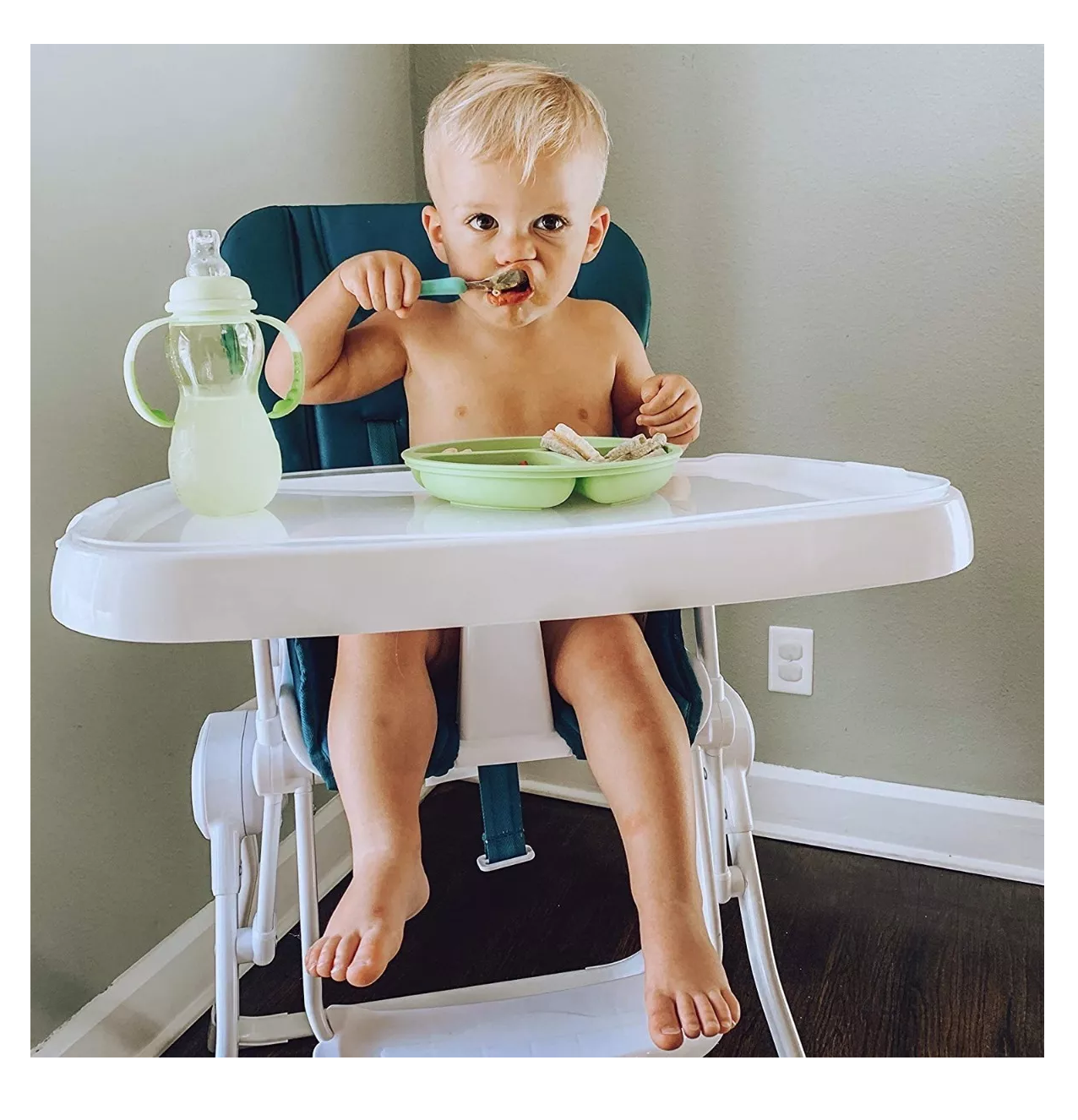 Foto 4 | Juego De 3 Platos De Silicona Para Niños Con Ventosa U Chef Color Beige/verde/rosa