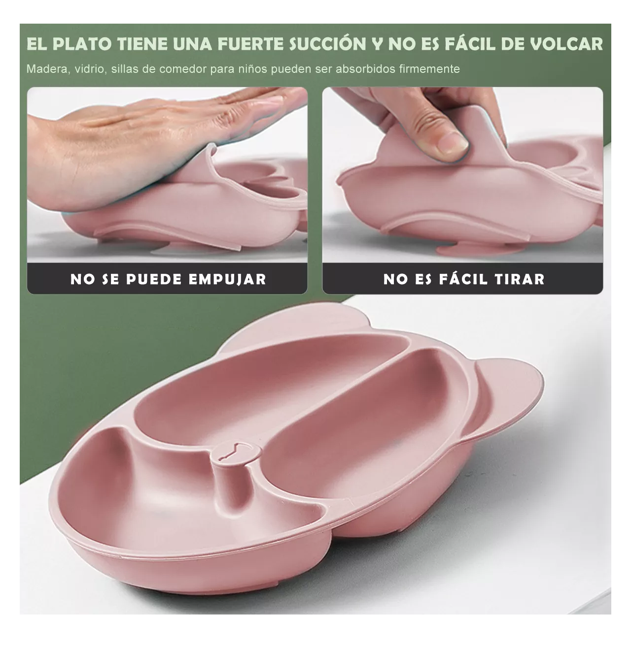 Foto 5 pulgar | Juego de Platos Silicona Belug Antideslizante para Bebés 10 Piezas Rosa