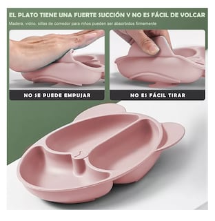 Foto 4 | Juego de Platos Silicona Belug Antideslizante para Bebés 10 Piezas Rosa