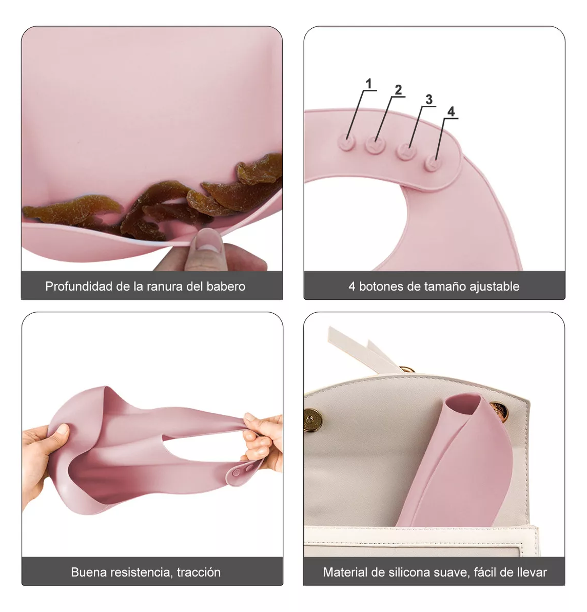 Foto 6 pulgar | Juego de Platos Silicona Belug Antideslizante para Bebés 10 Piezas Rosa
