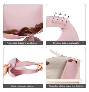 Foto 5 | Juego de Platos Silicona Belug Antideslizante para Bebés 10 Piezas Rosa