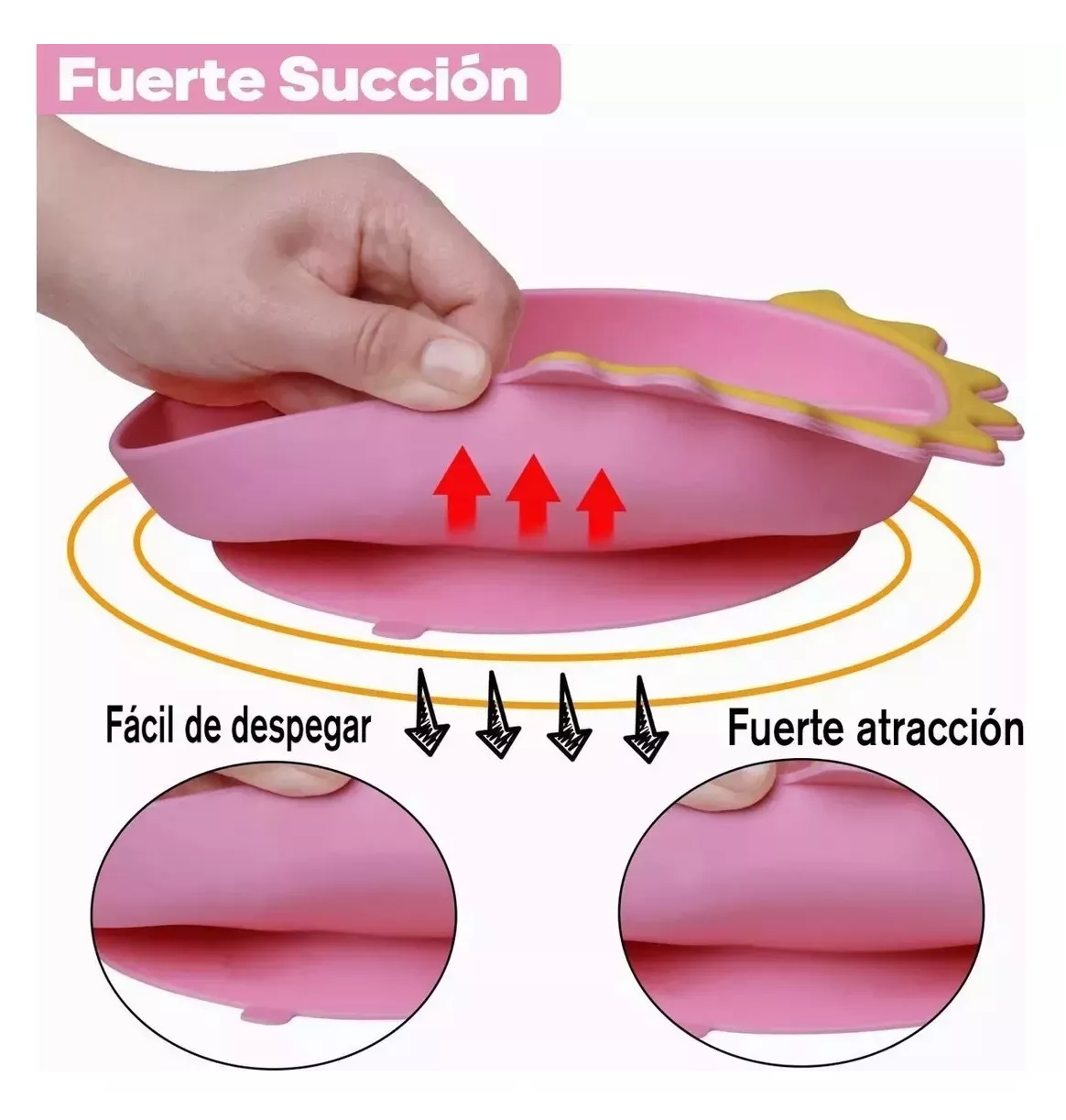 Foto 3 pulgar | Juego de Platos de Silicona Belug Antideslizante para Bebés  8 Piezas Rosa