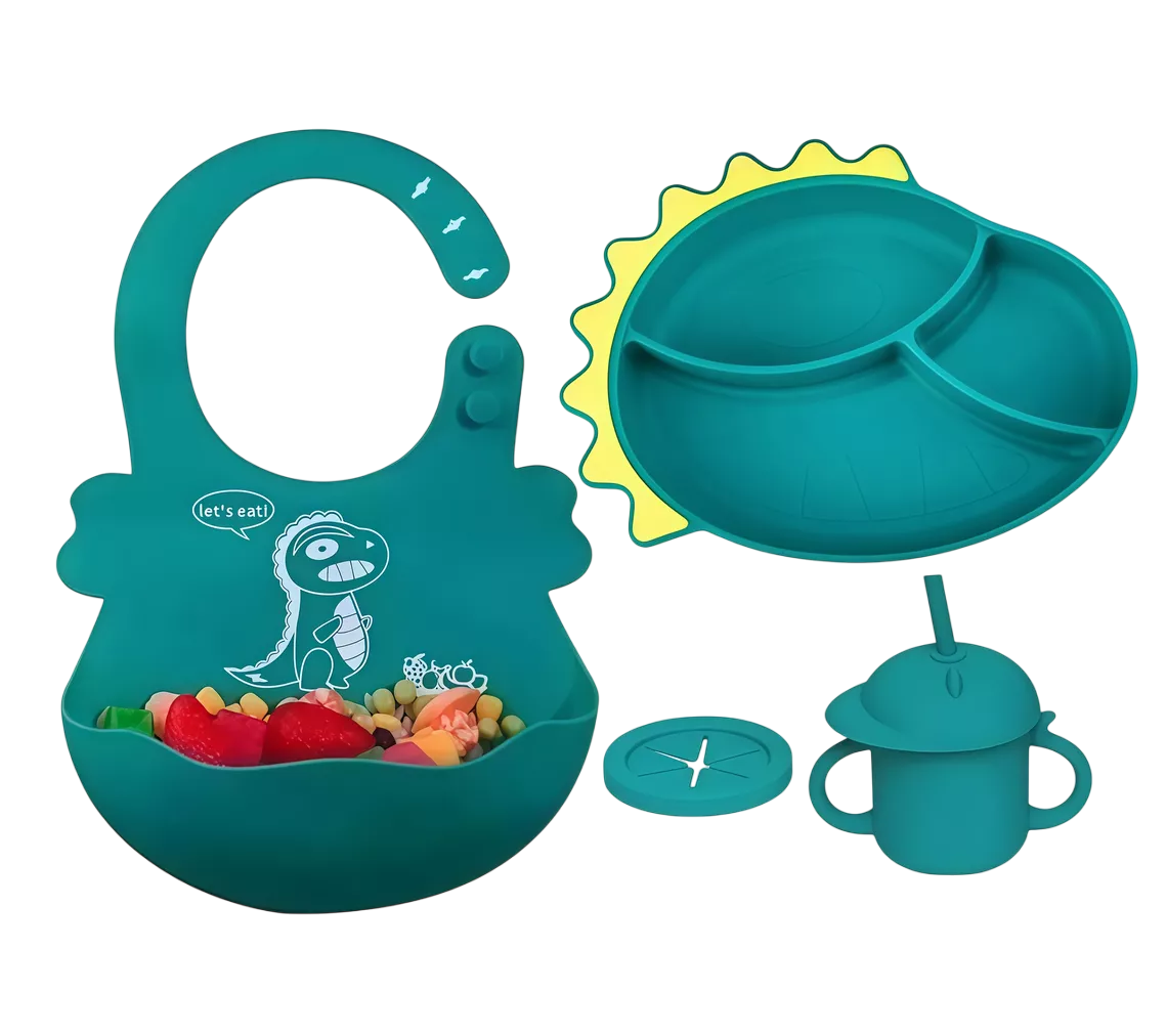 Foto 3 pulgar | Juego de Antideslizante Platos De Silicona 8 Pcs Verde Oscuro para Bebés