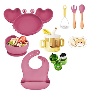 Foto 1 | Juego de Cubiertos con Plato Rosa Diseño Cangrejo para Bebé
