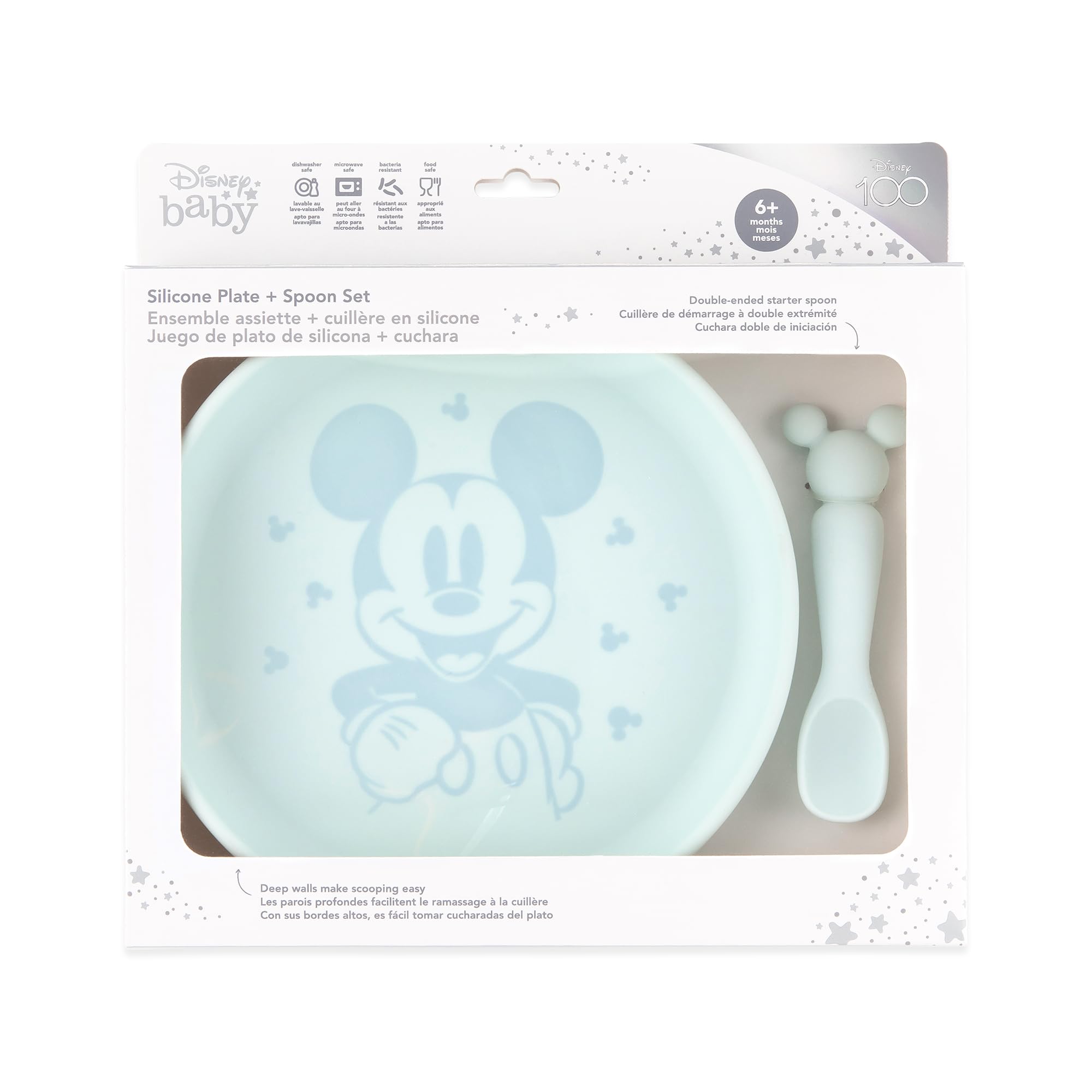 Foto 4 pulgar | Juego de Platos y Cucharas Bumkins Disney Baby Mickey Mouse de Silicona - Venta Internacional
