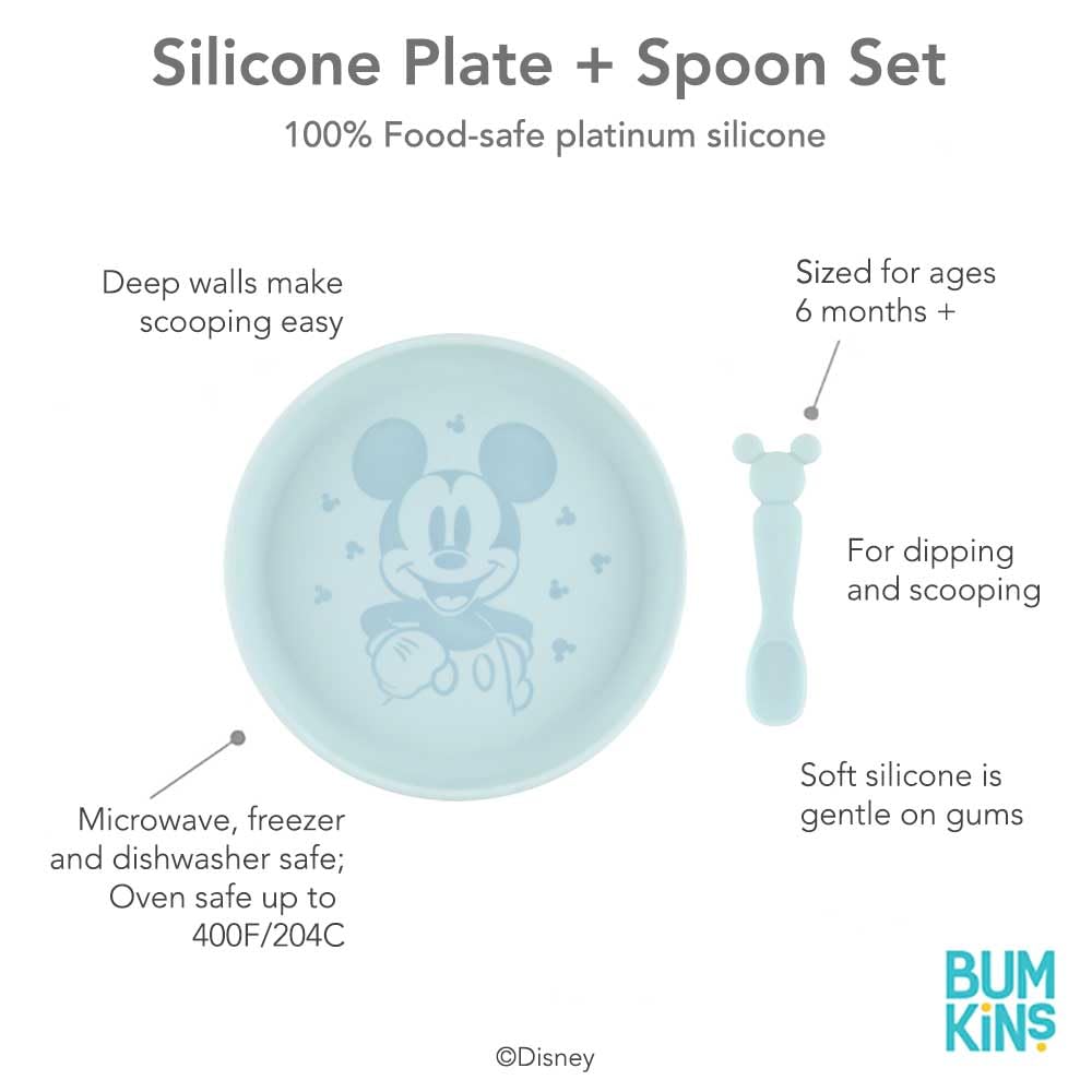 Foto 5 pulgar | Juego de Platos y Cucharas Bumkins Disney Baby Mickey Mouse de Silicona - Venta Internacional
