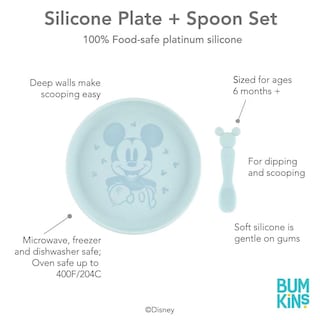 Foto 4 | Juego de Platos y Cucharas Bumkins Disney Baby Mickey Mouse de Silicona - Venta Internacional