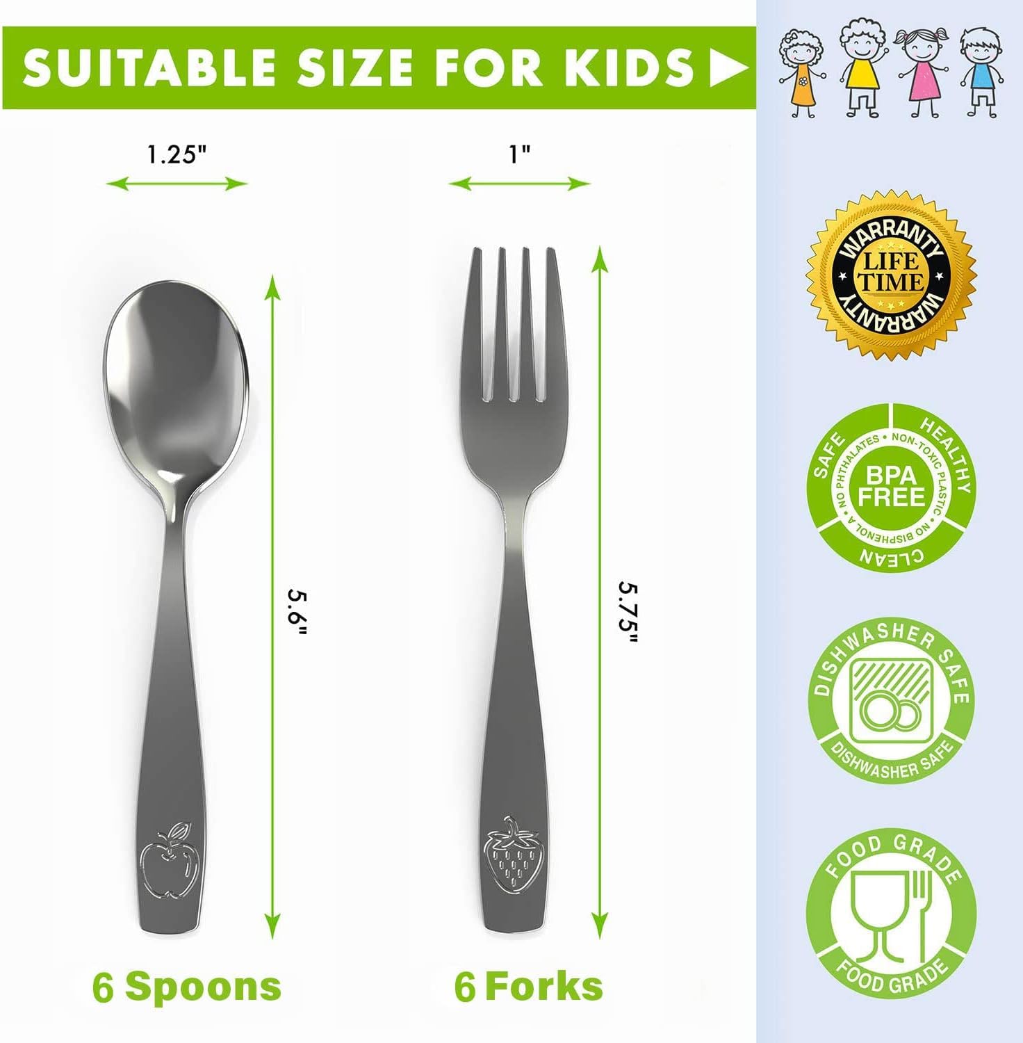 Foto 4 pulgar | Juego De Utensilios Para Niños Chillout Life De Acero Inoxidable, 24 Piezas - Venta Internacional.