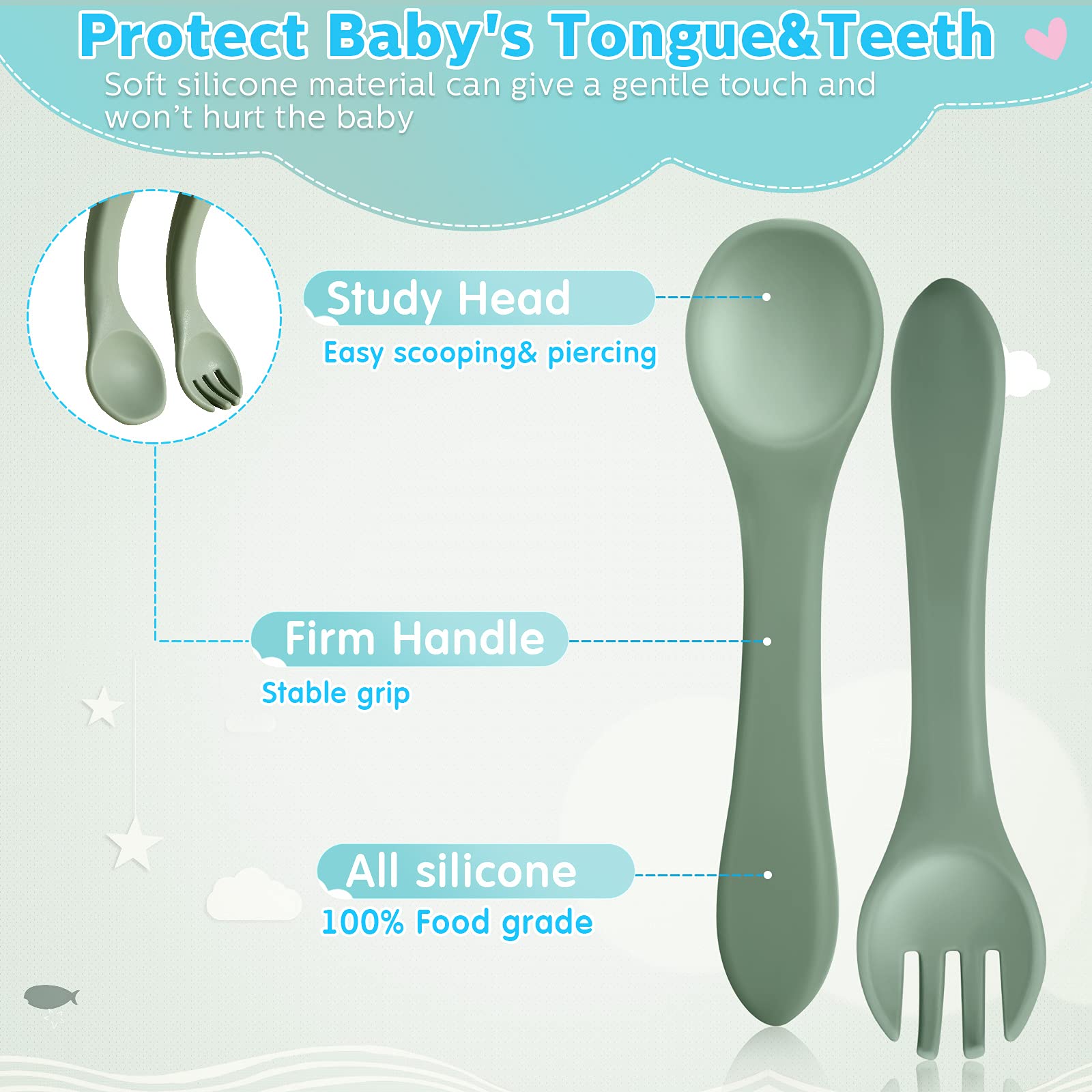 Foto 4 | Set de Alimentación para Bebés Nuenen Tenedores y Cucharas 6 Piezas - Venta Internacional