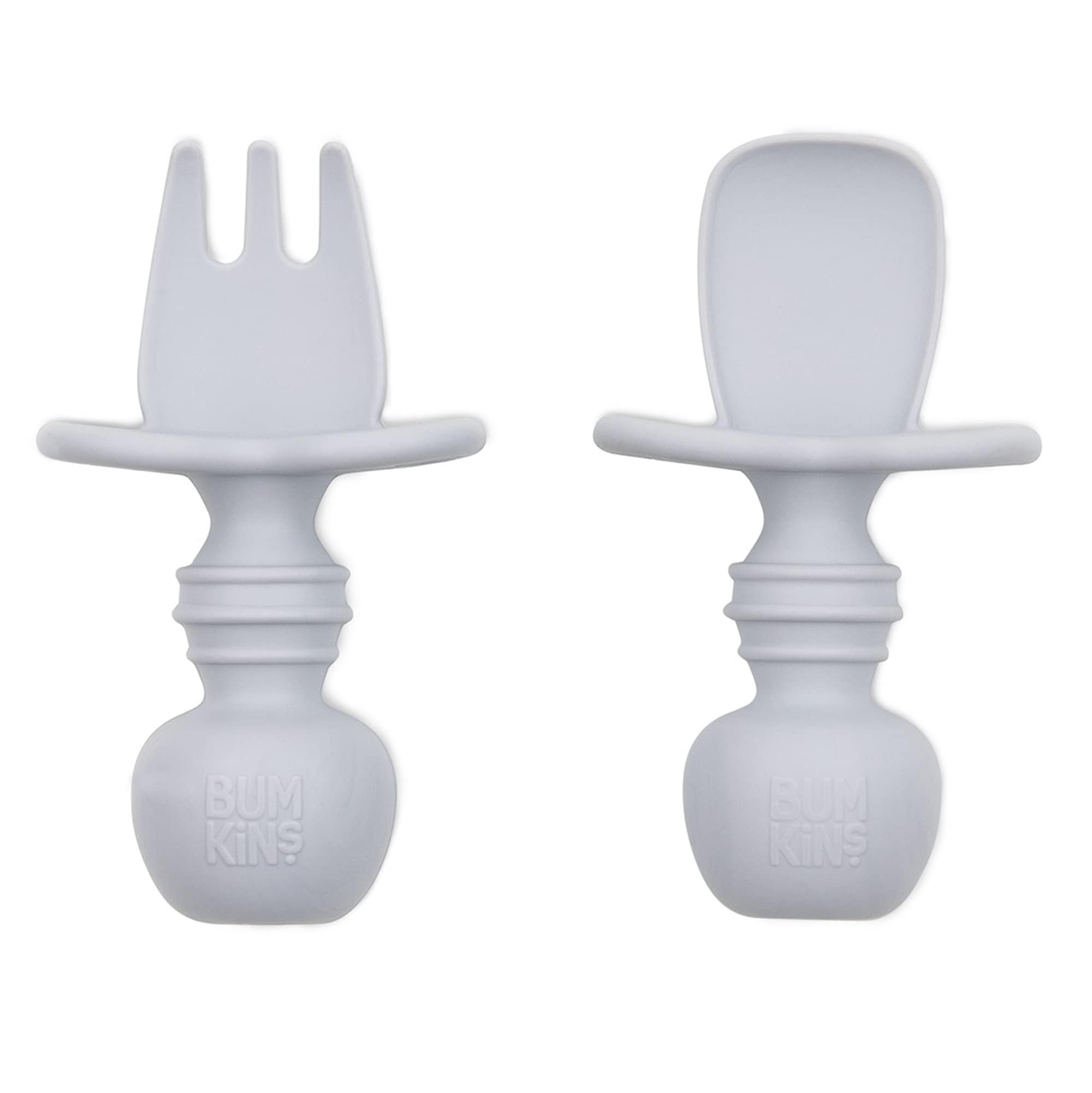 Foto 1 | Cuchara y Tenedor para Bebés Bumkins Chewtensils de Silicona Gris - Venta Internacional