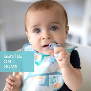 Foto 2 | Cuchara y Tenedor para Bebés Bumkins Chewtensils de Silicona Gris - Venta Internacional