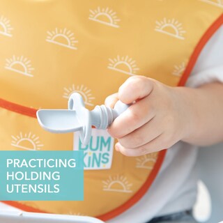Foto 3 | Cuchara y Tenedor para Bebés Bumkins Chewtensils de Silicona Gris - Venta Internacional
