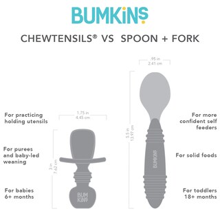 Foto 5 | Cuchara y Tenedor para Bebés Bumkins Chewtensils de Silicona Gris - Venta Internacional