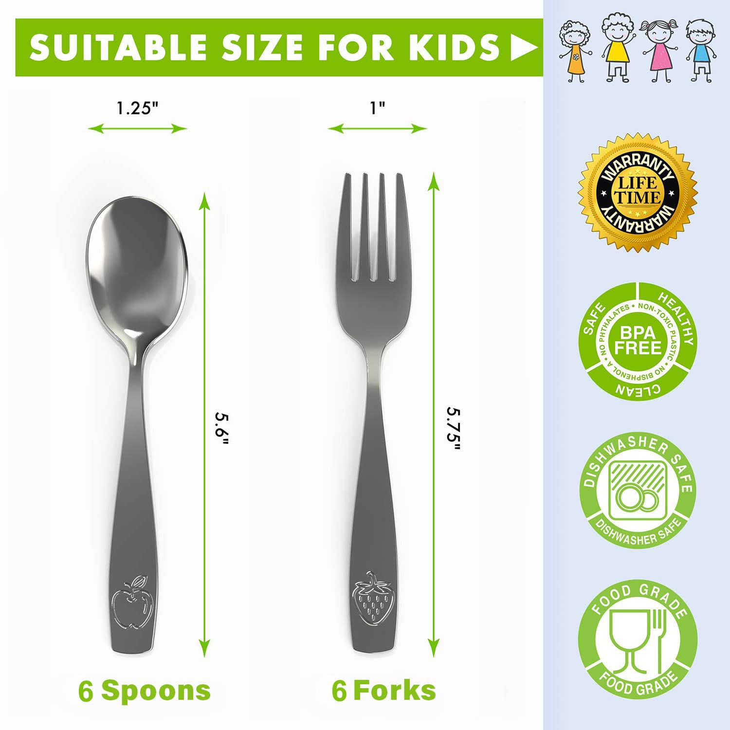 Foto 3 pulgar | Juego De Utensilios Chillout Life De Acero Inoxidable Para Niños, 12 Piezas - Venta Internacional.
