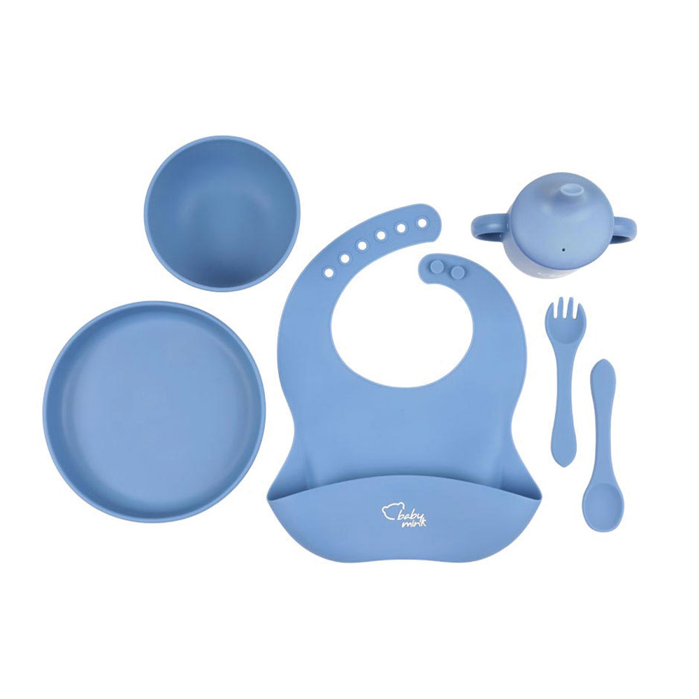 Foto 3 pulgar | Set De Alimentación Baby Mink Bmf03 Azul (platos, Tazón, Set De Cubiertos Y Vaso Con Tapa)
