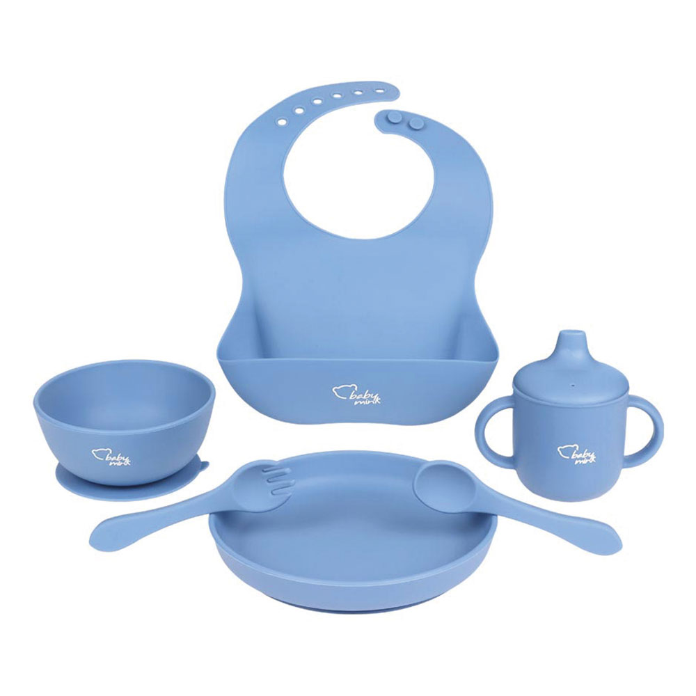 Foto 4 pulgar | Set De Alimentación Baby Mink Bmf03 Azul (platos, Tazón, Set De Cubiertos Y Vaso Con Tapa)