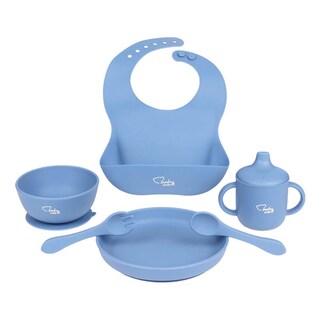 Foto 3 | Set De Alimentación Baby Mink Bmf03 Azul (platos, Tazón, Set De Cubiertos Y Vaso Con Tapa)
