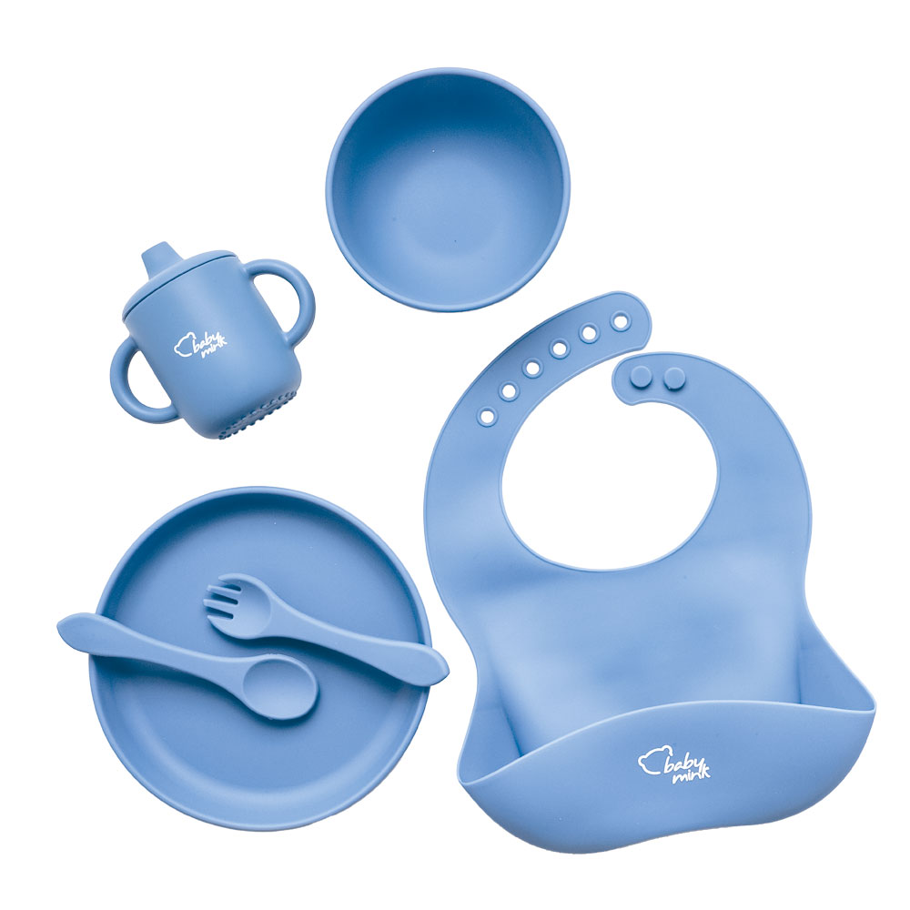 Foto 5 pulgar | Set De Alimentación Baby Mink Bmf03 Azul (platos, Tazón, Set De Cubiertos Y Vaso Con Tapa)
