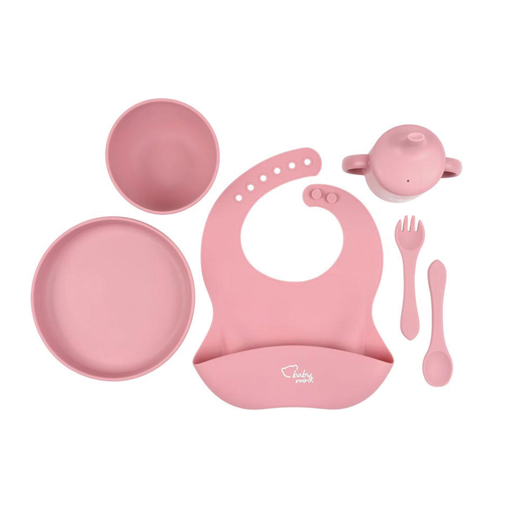 Foto 3 pulgar | Set De Alimentación Baby Mink Bmf03 Rosa (platos, Tazón, Set De Cubiertos Y Vaso Con Tapa)