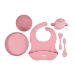 Foto 2 | Set De Alimentación Baby Mink Bmf03 Rosa (platos, Tazón, Set De Cubiertos Y Vaso Con Tapa)