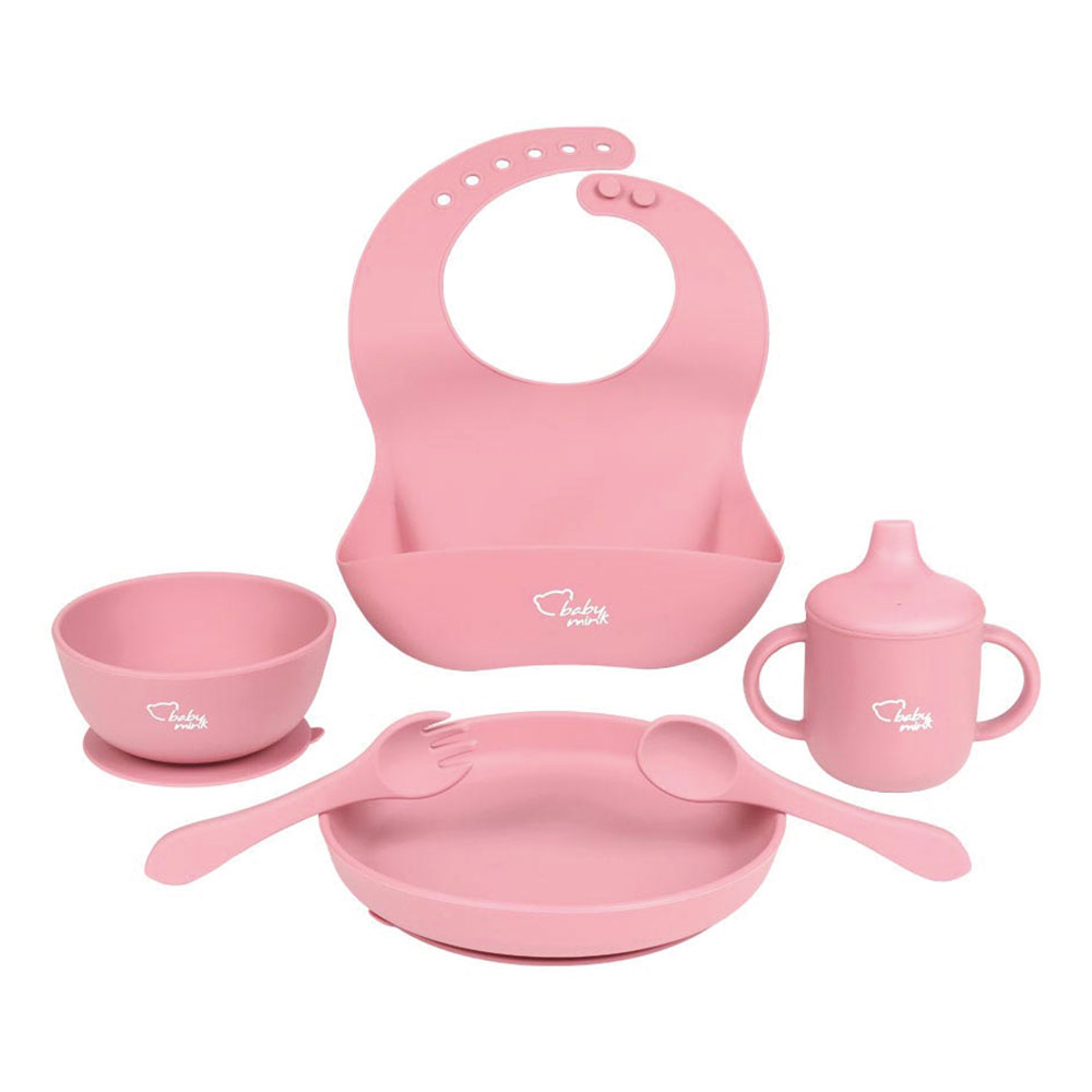 Foto 4 pulgar | Set De Alimentación Baby Mink Bmf03 Rosa (platos, Tazón, Set De Cubiertos Y Vaso Con Tapa)