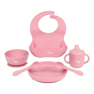 Foto 3 | Set De Alimentación Baby Mink Bmf03 Rosa (platos, Tazón, Set De Cubiertos Y Vaso Con Tapa)