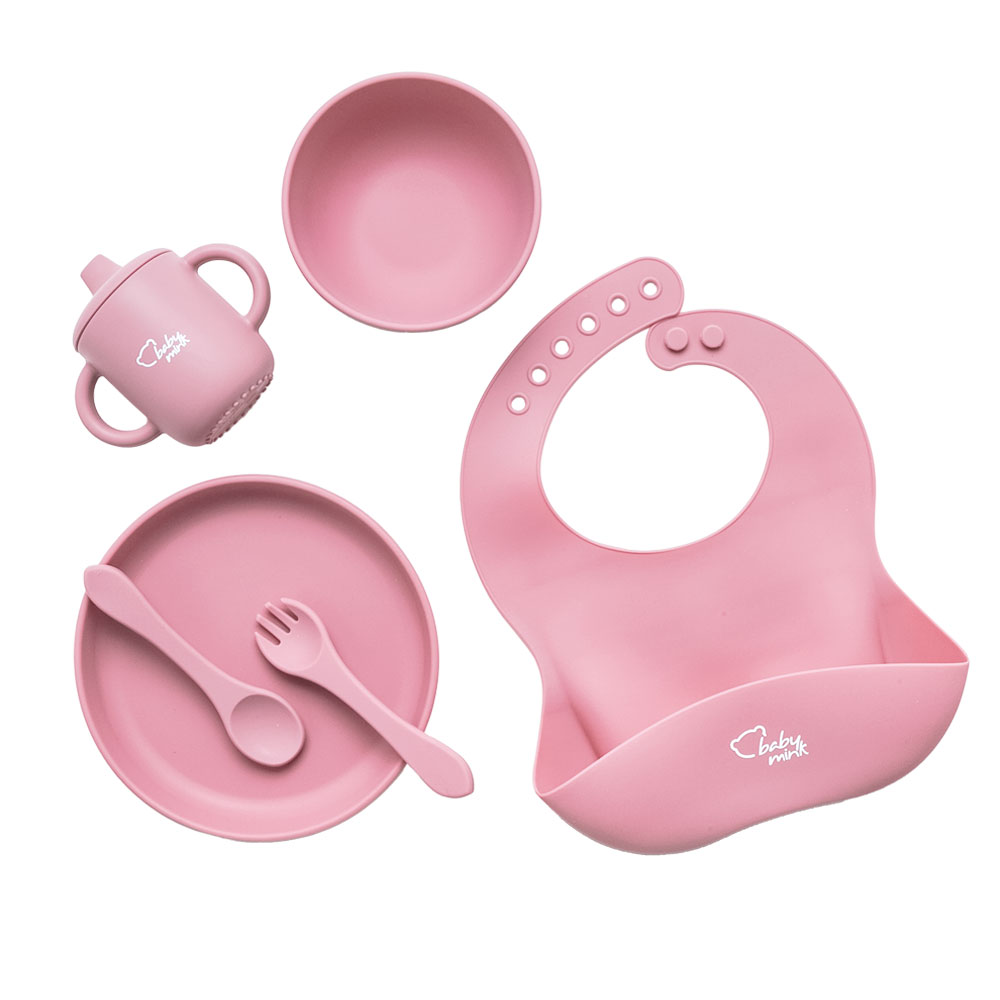 Foto 5 pulgar | Set De Alimentación Baby Mink Bmf03 Rosa (platos, Tazón, Set De Cubiertos Y Vaso Con Tapa)