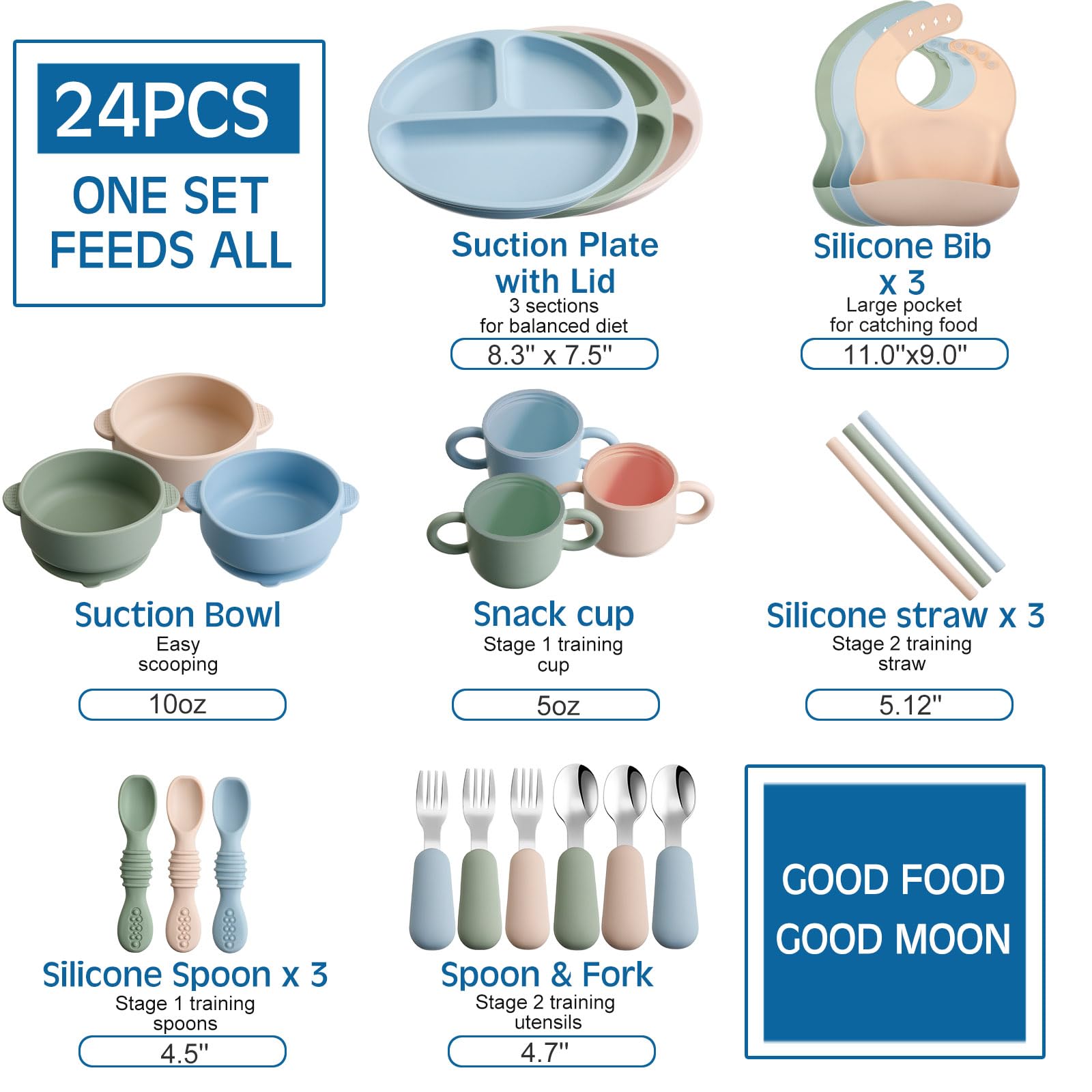 Foto 8 pulgar | Set de Alimentación para Bebés Yinder Silicone 24 Piezas - Venta Internacional