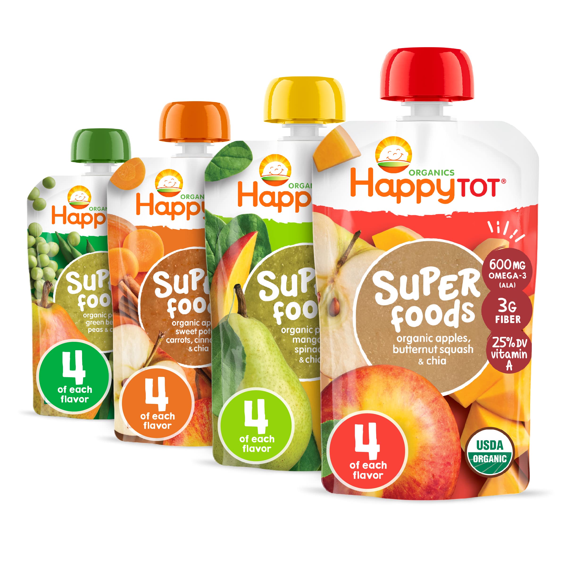 Foto 2 pulgar | Bolsitas De Comida Para Bebés Happytot Stage 4, Sin Gluten, Veganas, 125 Ml X 16 - Venta Internacional.