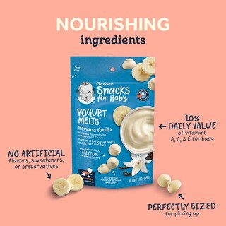 Foto 3 | Baby Snacks Gerber Yogurt Melts, Plátano Y Vainilla, 28 G (paquete De 7) - Venta Internacional.