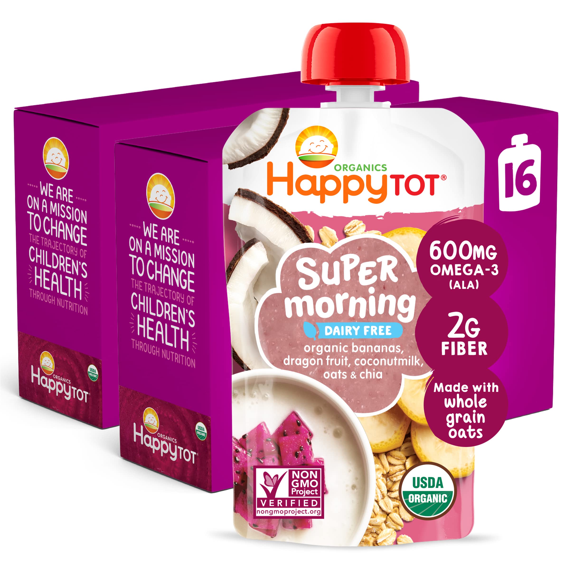 Foto 2 pulgar | Bolsitas De Comida Para Bebés Happytot Stage 4 Super Morning 120 Ml X 16 - Venta Internacional.