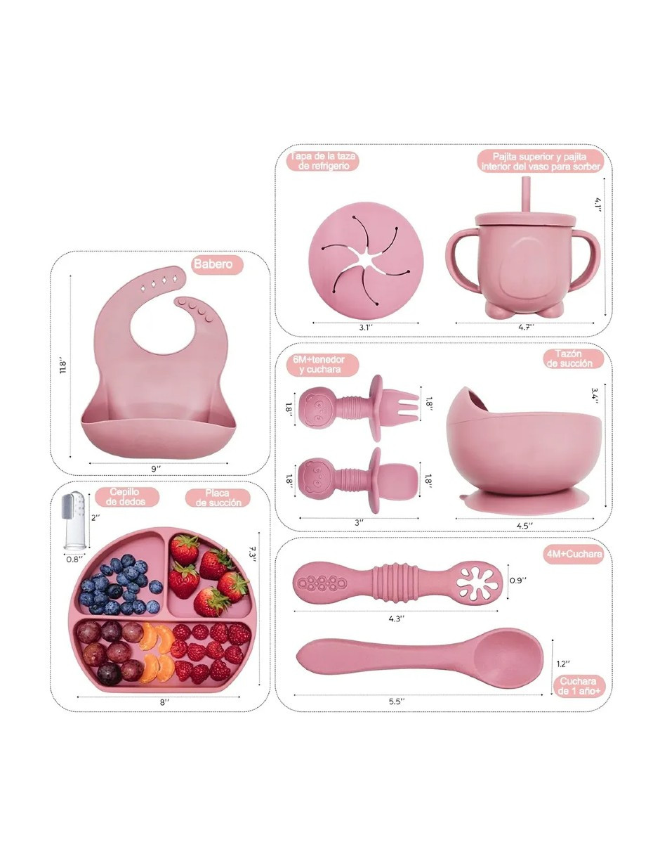 Foto 4 pulgar | Juego De Alimentación De Silicona Antideslizante Para Bebés