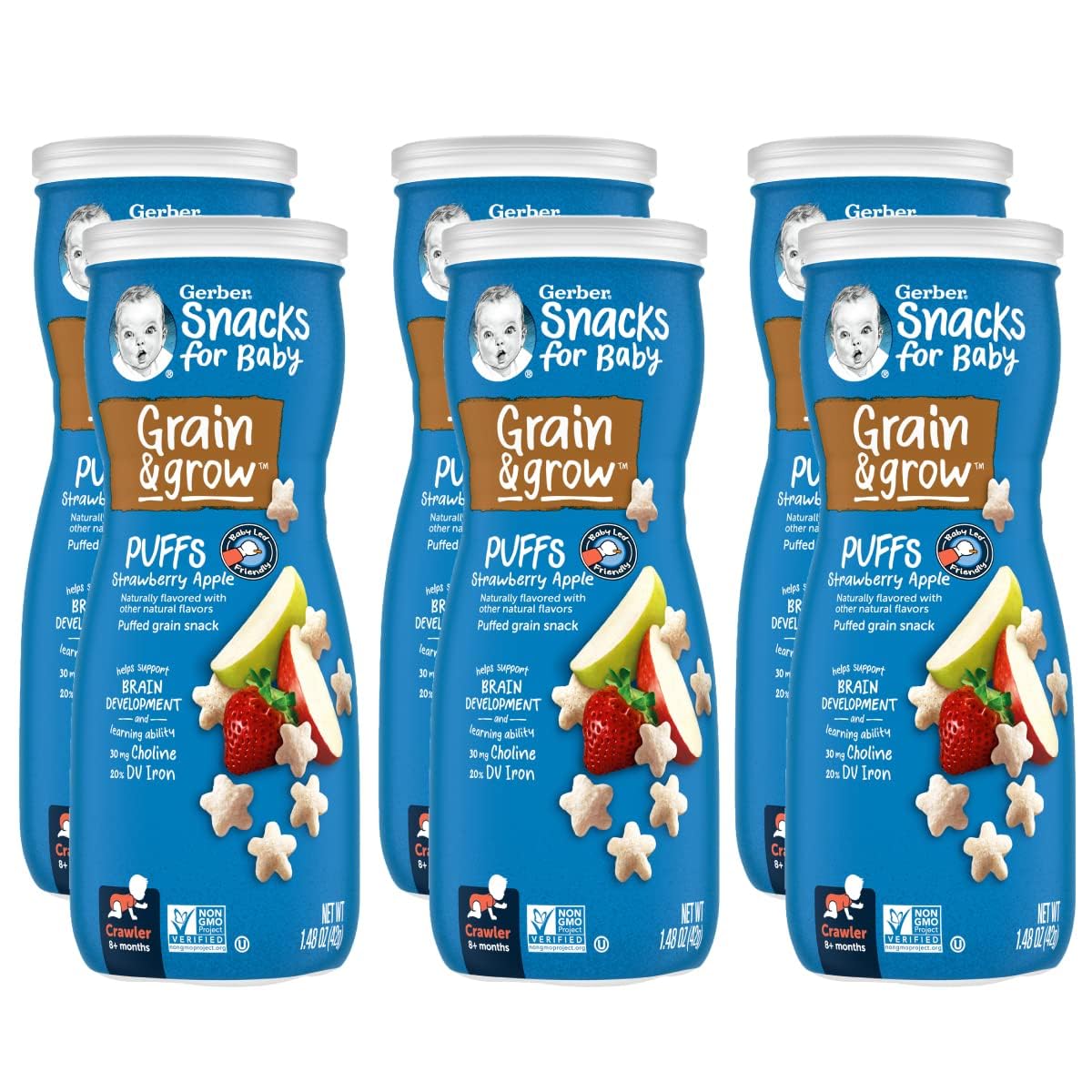Foto 2 pulgar | Baby Snacks Gerber Puffs  Manzana Y Fresa  44 Ml (paquete De 6) - Venta Internacional.
