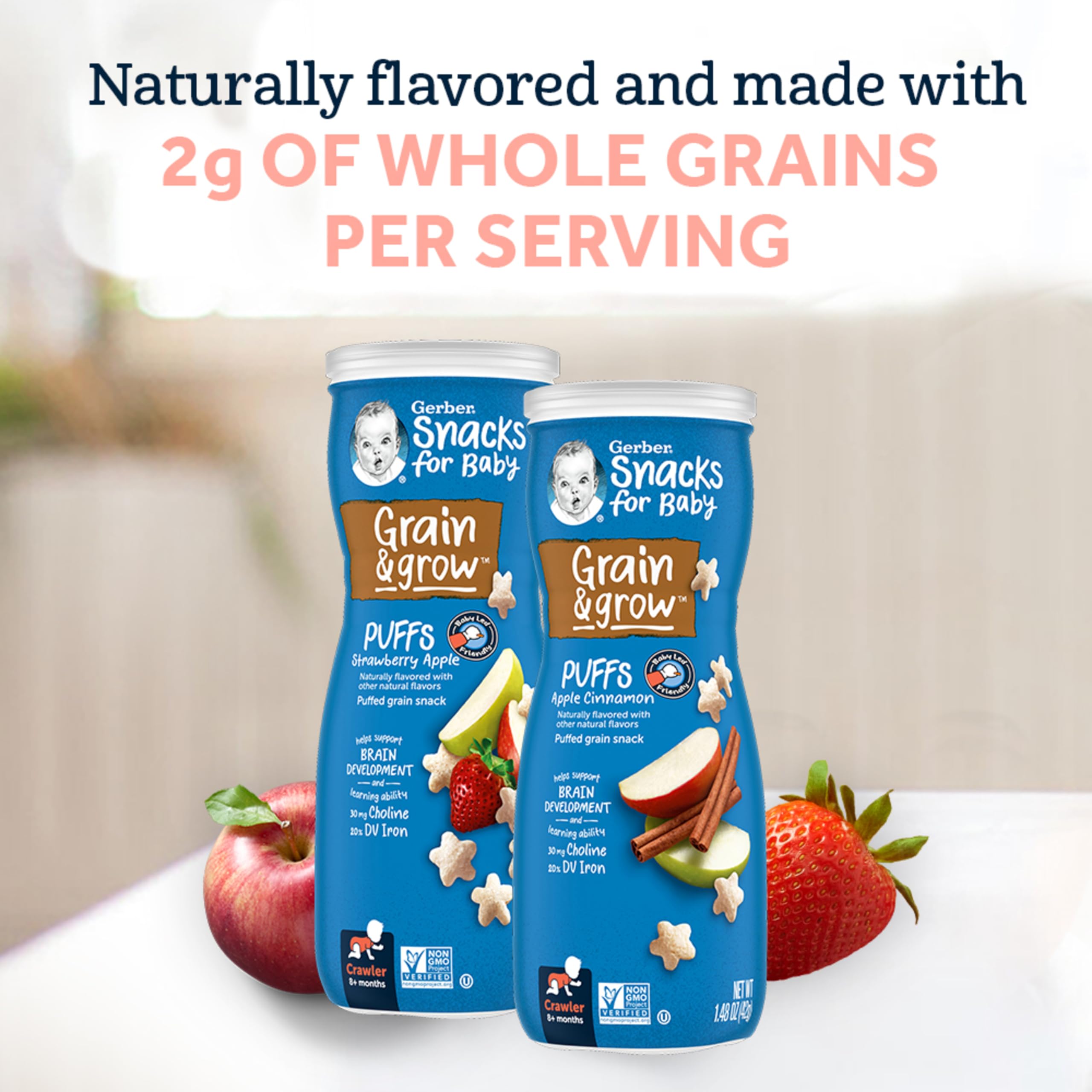 Foto 3 pulgar | Baby Snacks Gerber Puffs  Manzana Y Fresa  44 Ml (paquete De 6) - Venta Internacional.