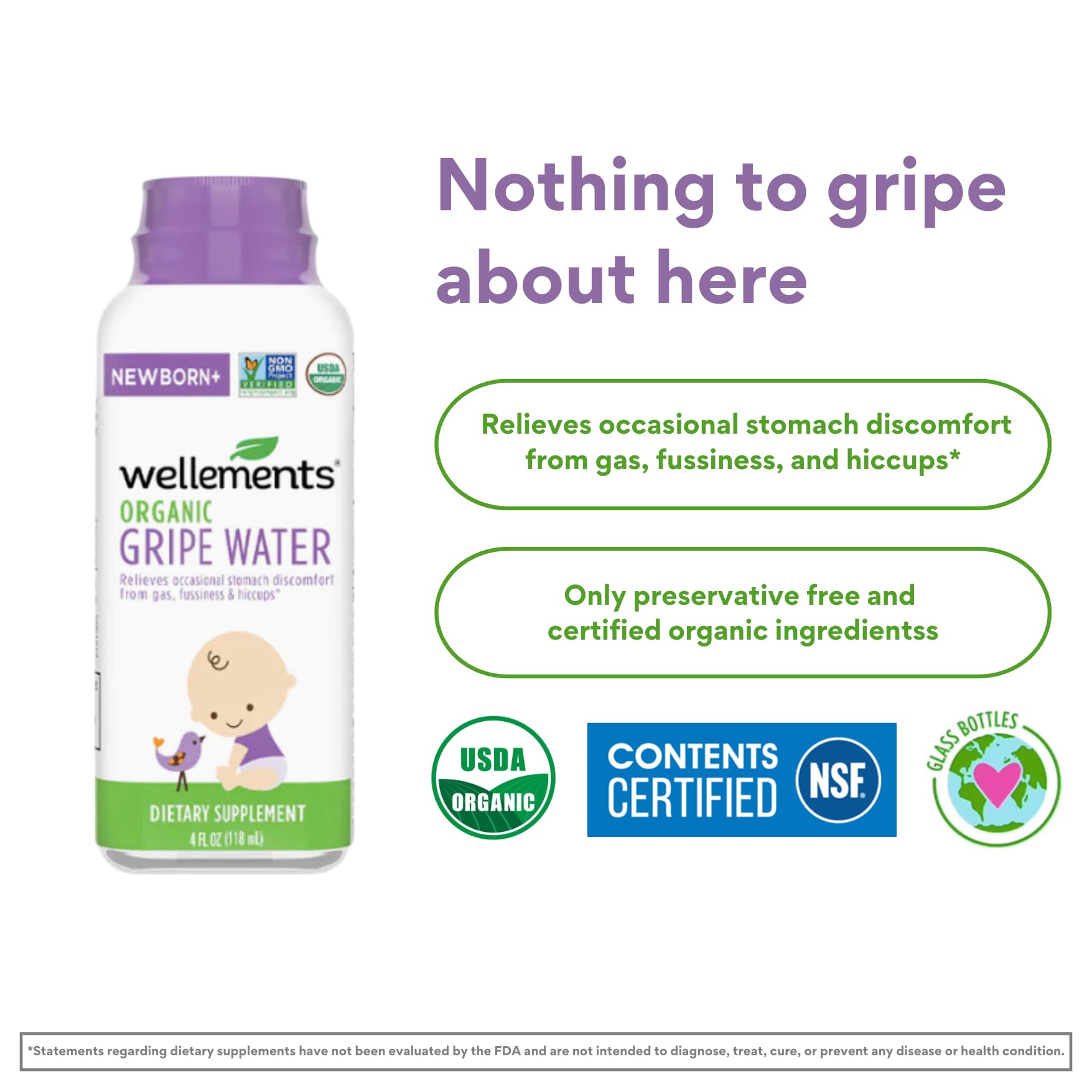 Foto 2 | Gripe Water Wellements  120 Ml (paquete De 2) Organic Newborn+ - Venta Internacional.