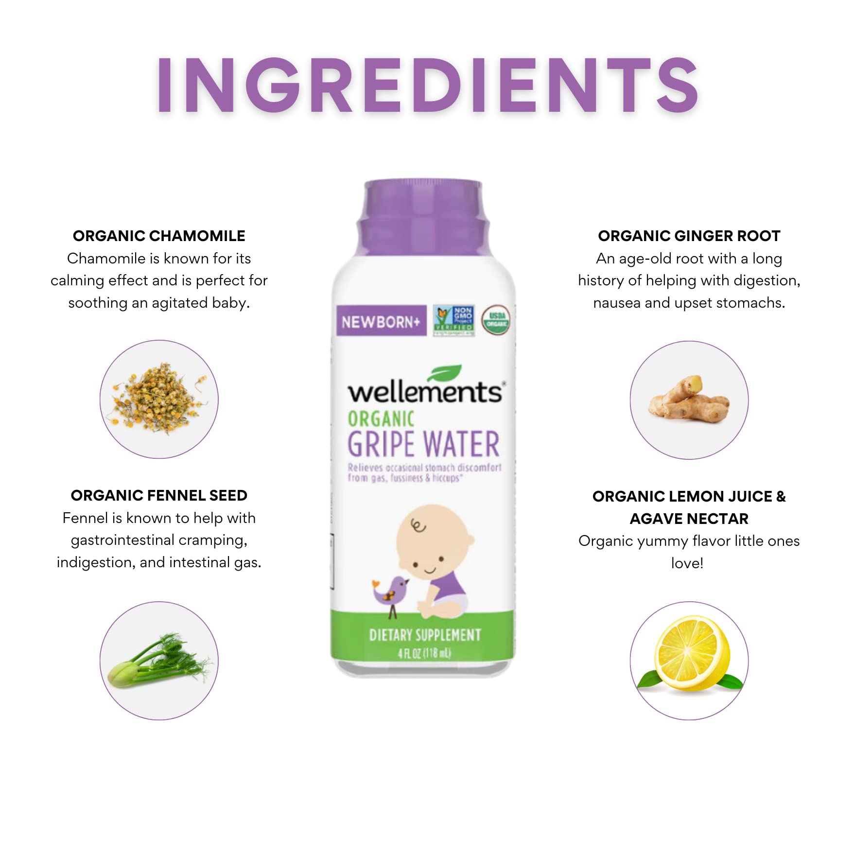 Foto 4 pulgar | Gripe Water Wellements  120 Ml (paquete De 2) Organic Newborn+ - Venta Internacional.