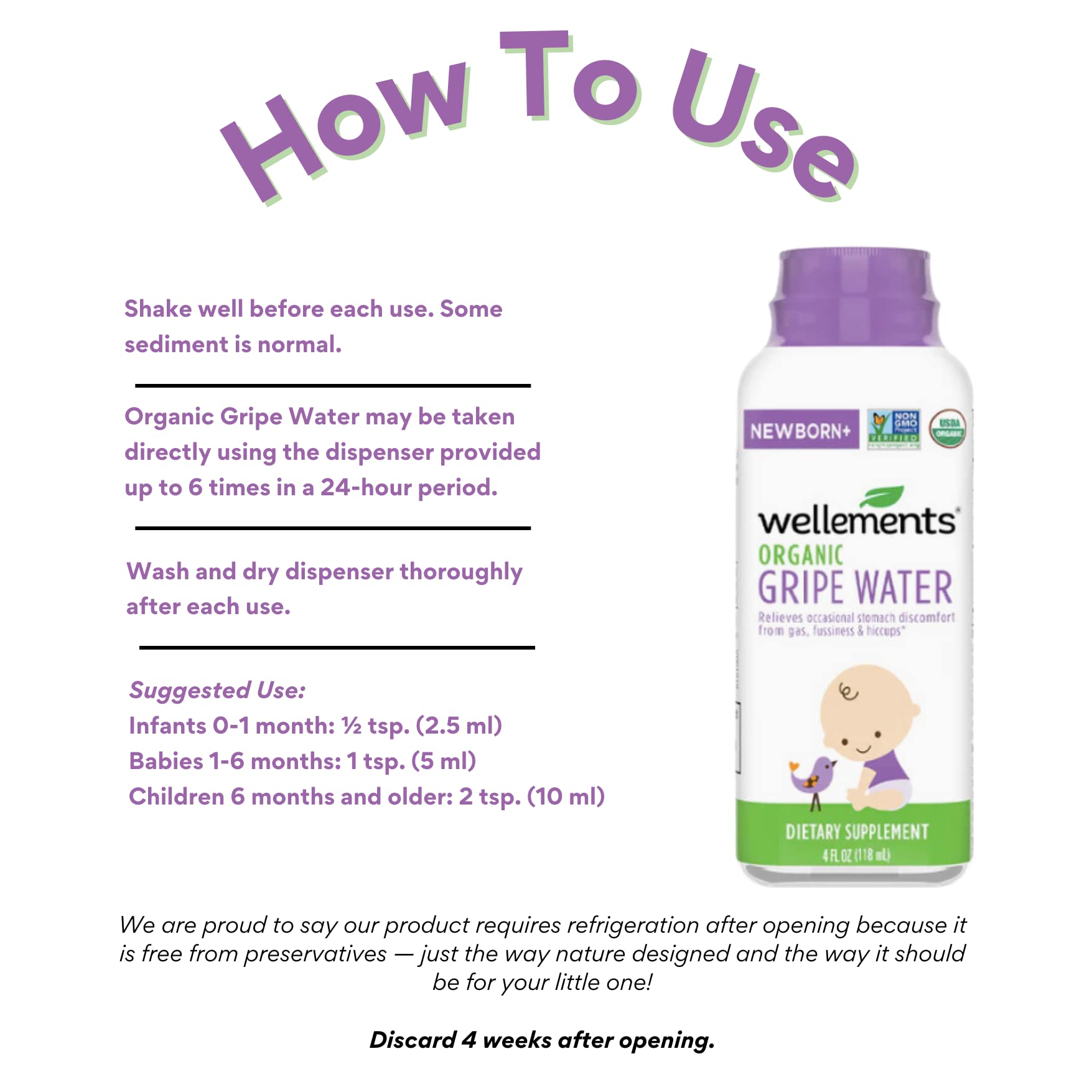 Foto 5 pulgar | Gripe Water Wellements  120 Ml (paquete De 2) Organic Newborn+ - Venta Internacional.