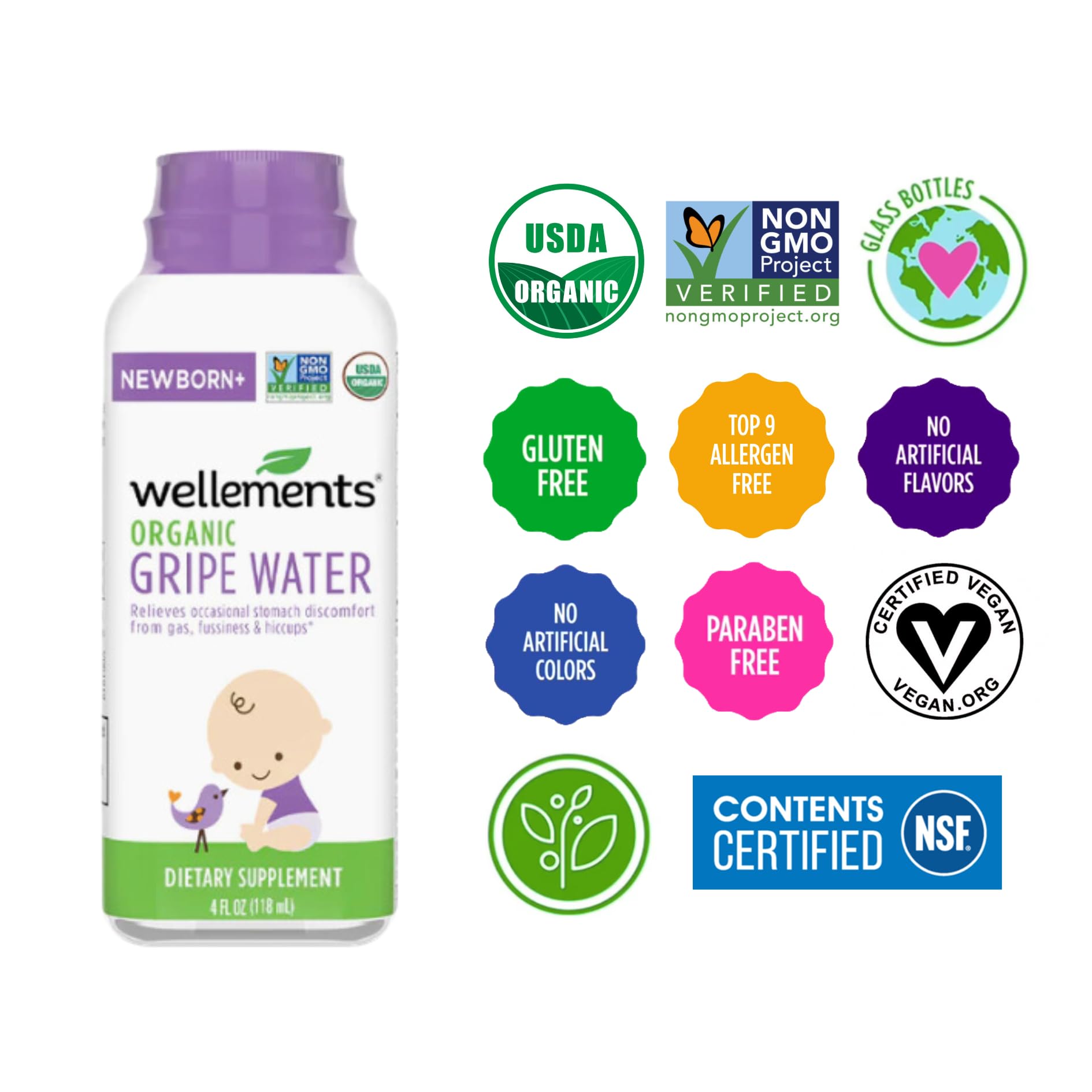Foto 6 pulgar | Gripe Water Wellements  120 Ml (paquete De 2) Organic Newborn+ - Venta Internacional.