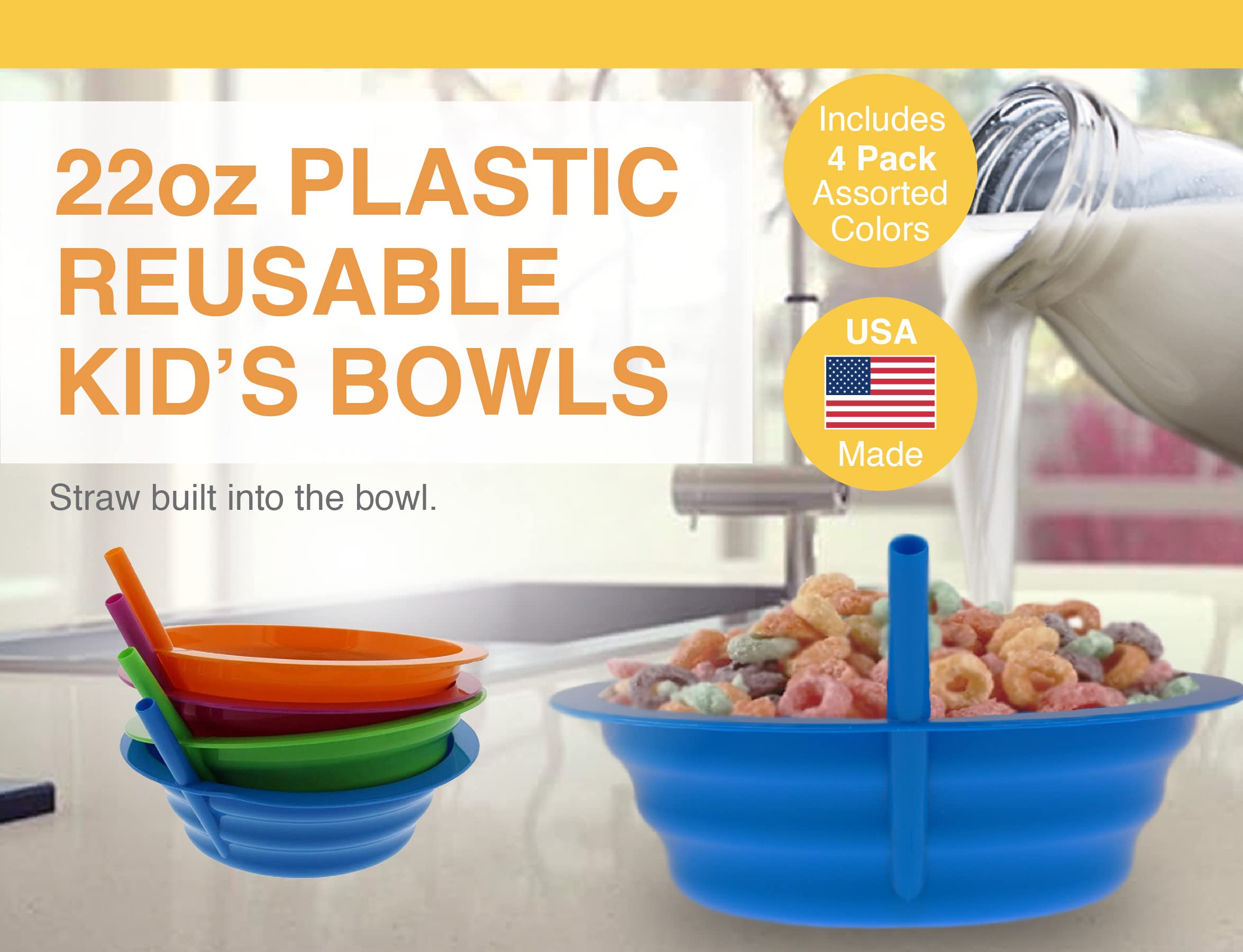 Foto 2 | Juego De Cuencos Con Pajita Arrow Home Products Sip-a-bowl  650 Ml  Paquete De 4 Unidades Para Niños - Venta Interna