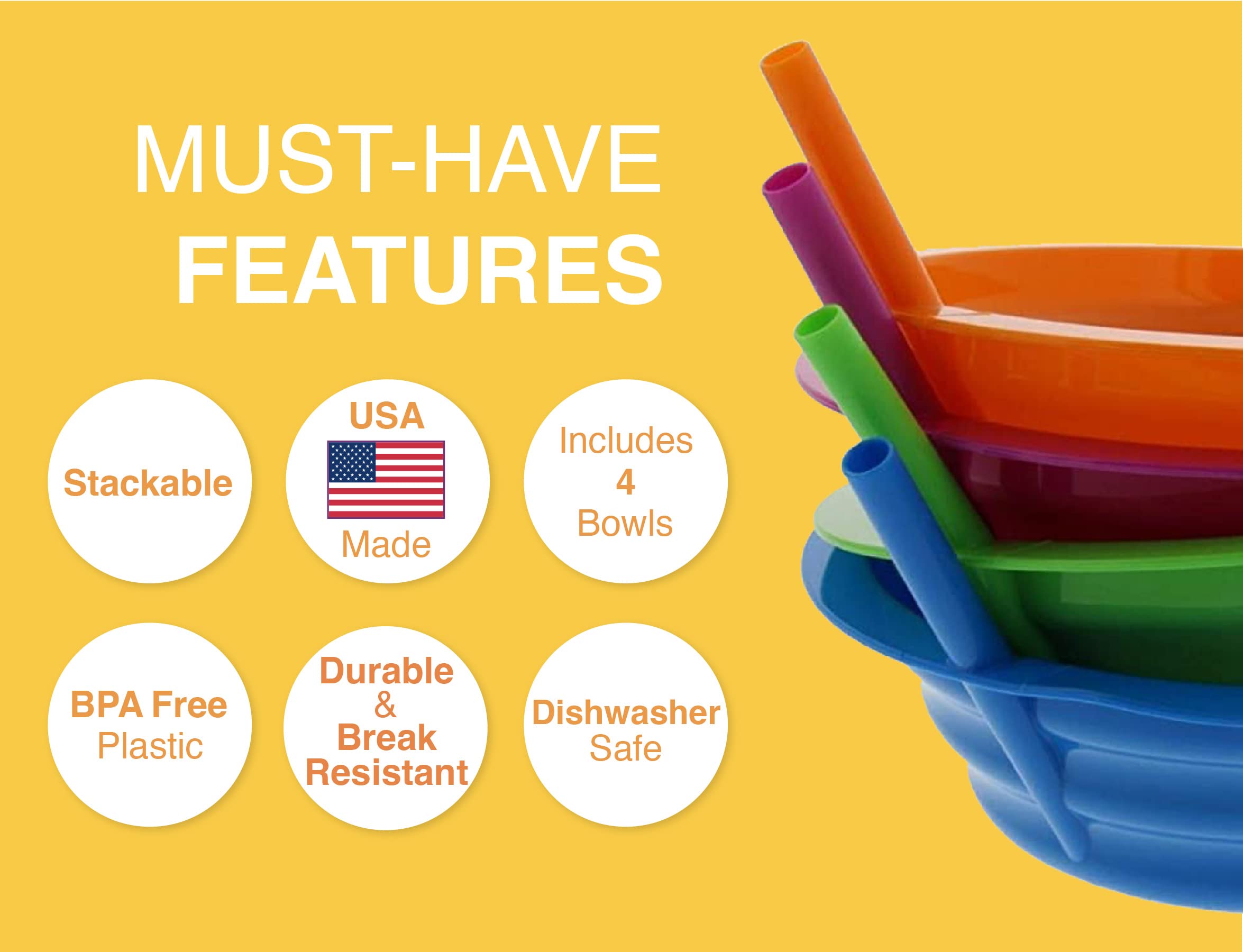 Foto 4 pulgar | Juego De Cuencos Con Pajita Arrow Home Products Sip-a-bowl  650 Ml  Paquete De 4 Unidades Para Niños - Venta Interna