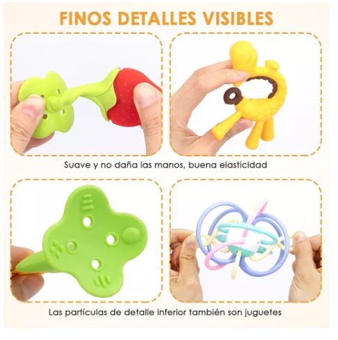 Foto 3 pulgar | Juego de Mordederas de Silicona 10 Piezas Multicolor para Bebés