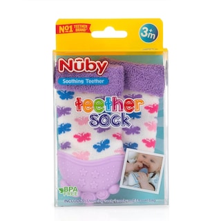 Foto 3 | Calcetines con Mordedera para Bebé con Bolsa Nuby Morado