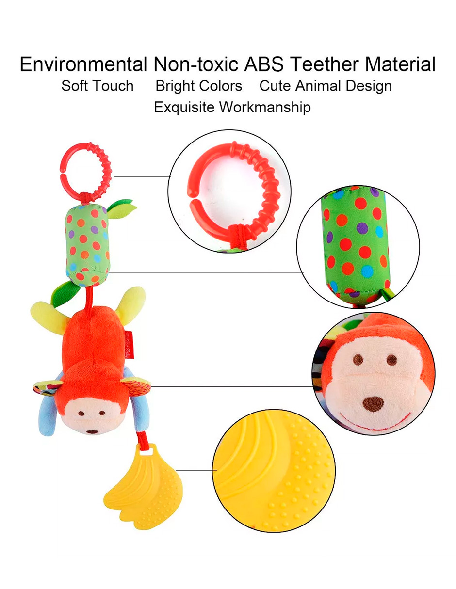 Foto 4 | Sonajero Y Mordedor Colgante Multisensorial Para Bebé-monkey