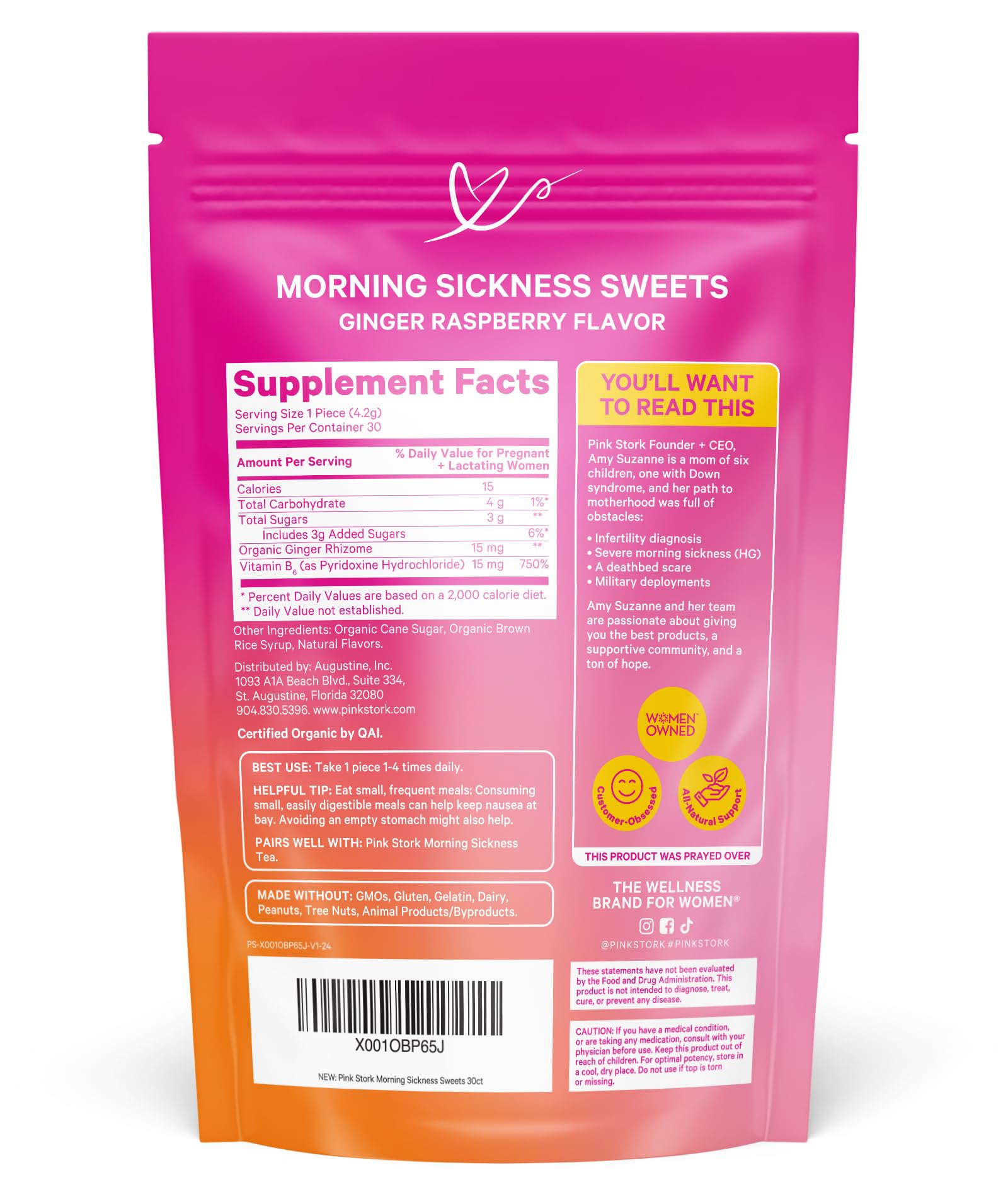 Foto 7 | Caramelos Candy Pink Stork Para Náuseas Matutinas, Frambuesa Y Jengibre - Venta Internacional.