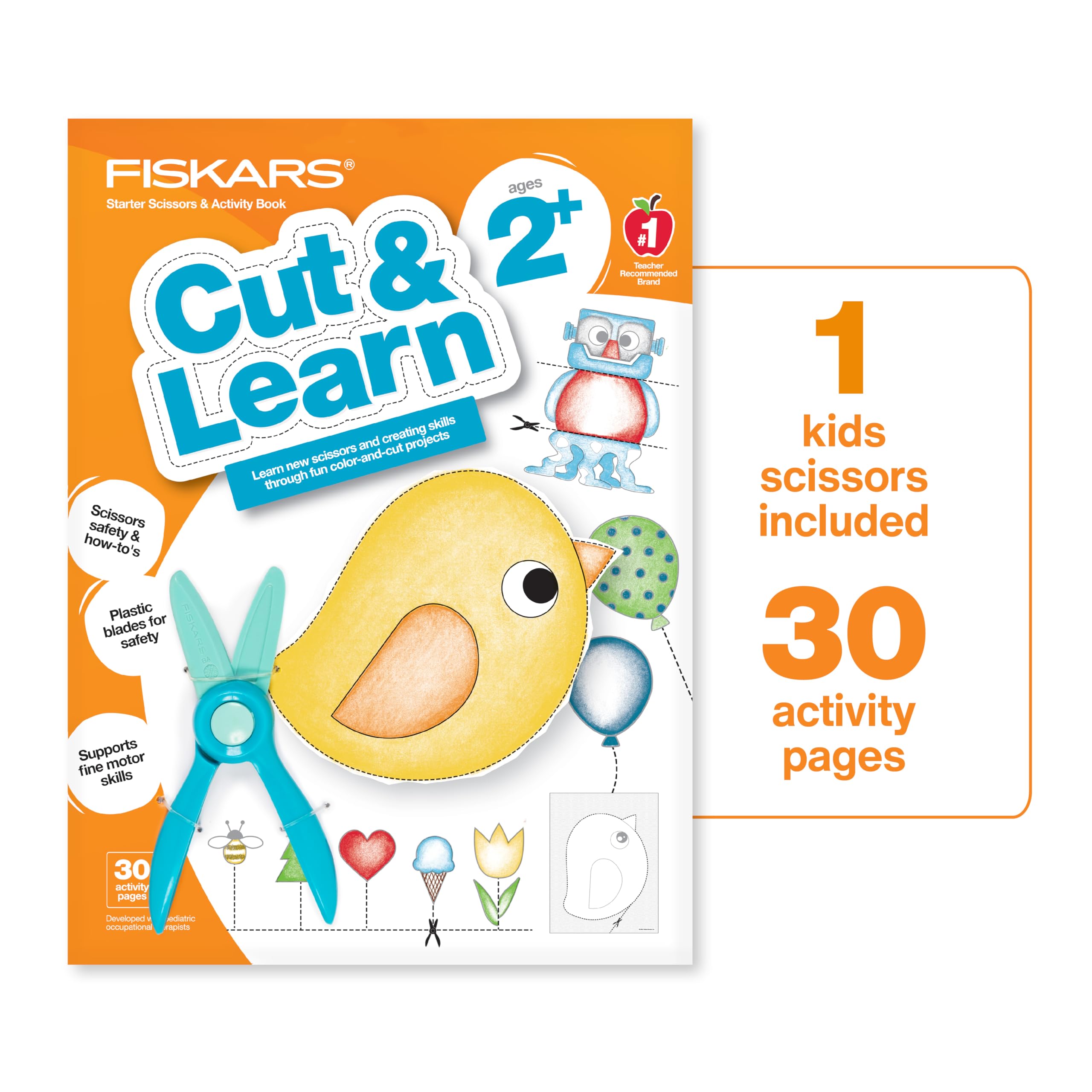 Libro De Actividades Y Tijeras Para Principiantes Fiskars Cut & Learn Kids - Venta Internacional. $410